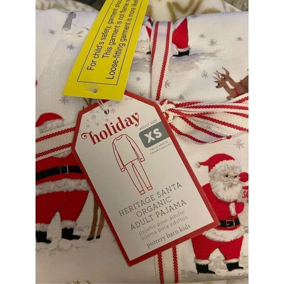 Pottery Barn Heritage Santa Organic Adult Pajama Set XS - Picture 2 of 3